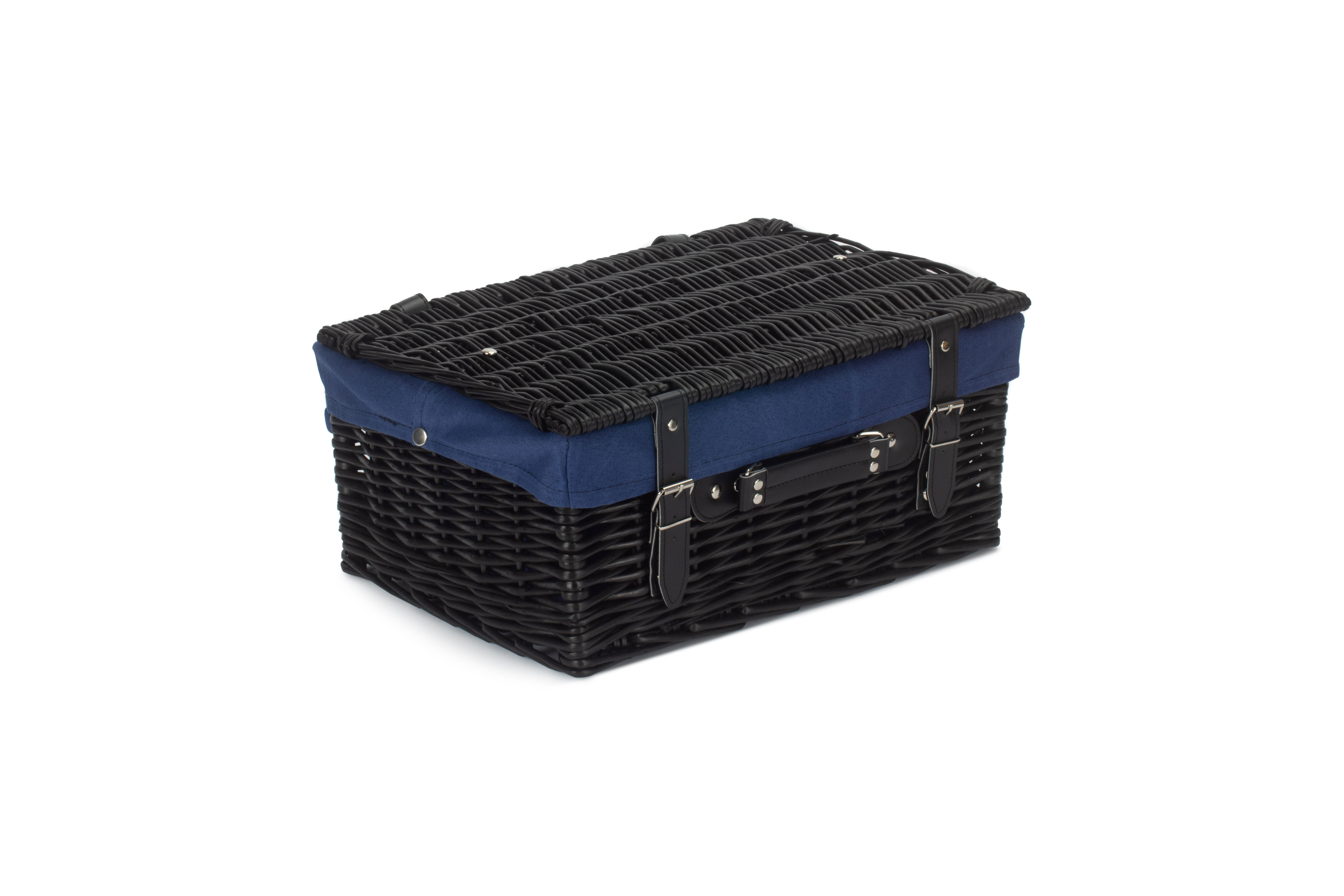 16 Black Hamper With Navy Blue Lining Empty Hampers