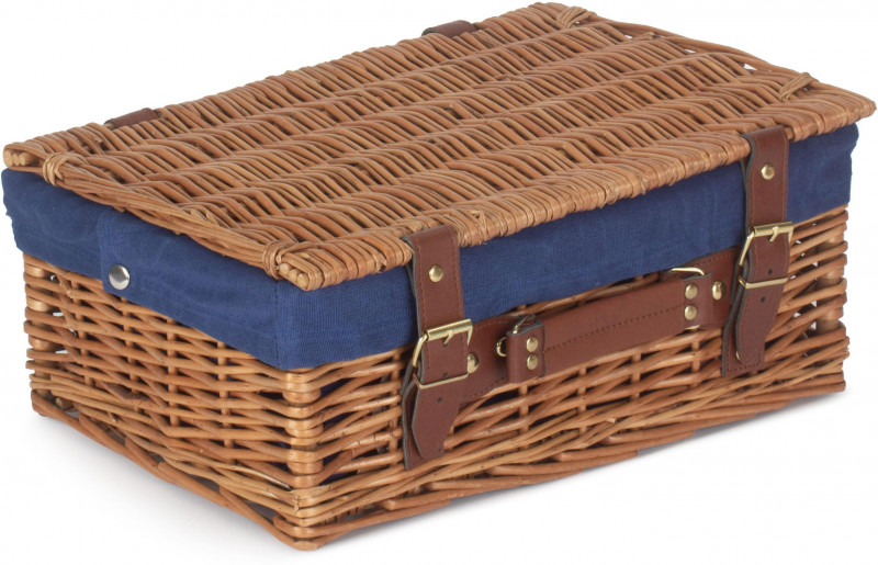 14 Light Steamed Hamper With Navy Blue Lining Empty Hampers